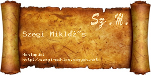 Szegi Miklós névjegykártya